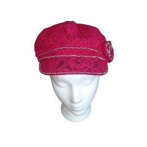 Ladies Bling Cap with Rhinestone Fuschia